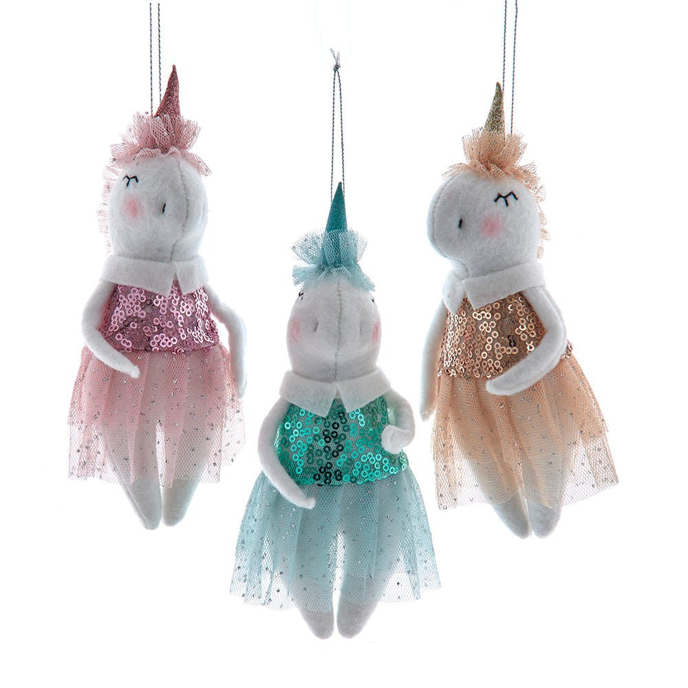 Plush Ballerina Unicorn Ornaments