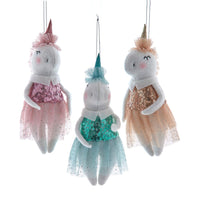 Plush Ballerina Unicorn Ornaments