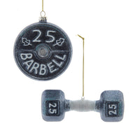 Glass Barbell & Dumbbell Ornaments