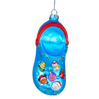 Glass Santa Slipper Ornament