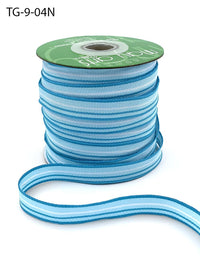 1/2 Inch Grosgrain Multi-Color Striped Ribbon with Woven Edge – TG-9-04N BLUE/TURQUOISE/WHITE