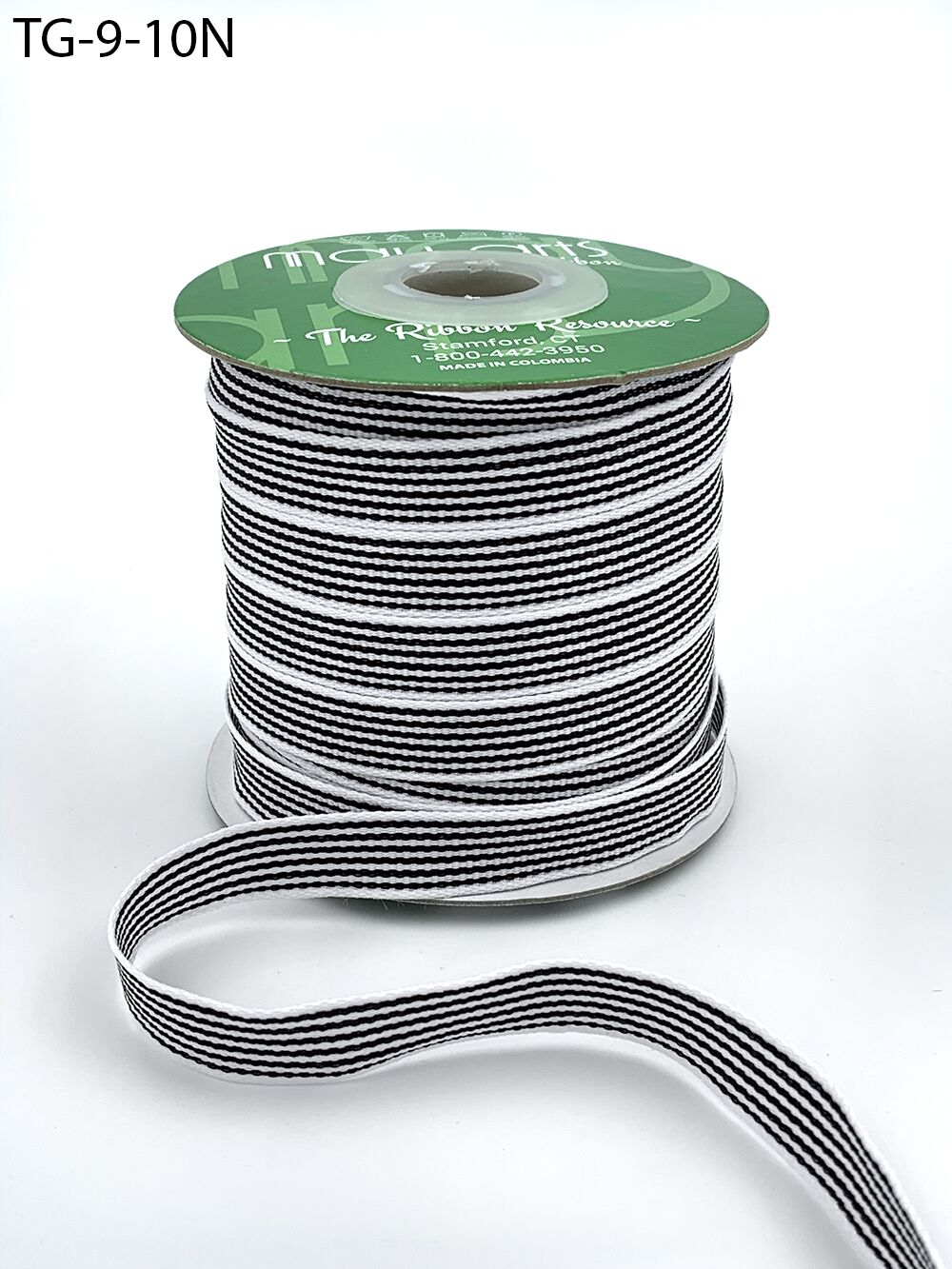 1/2 Inch Grosgrain Multi-Color Striped Ribbon with Woven Edge – TG-9-10N BLACK/WHITE