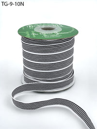 1/2 Inch Grosgrain Multi-Color Striped Ribbon with Woven Edge – TG-9-10N BLACK/WHITE
