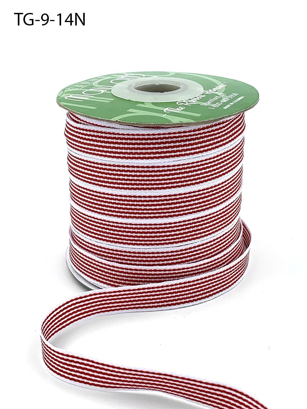 1/2 Inch Grosgrain Multi-Color Striped Ribbon with Woven Edge – TG-9-14N RED/WHITE