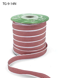1/2 Inch Grosgrain Multi-Color Striped Ribbon with Woven Edge – TG-9-14N RED/WHITE