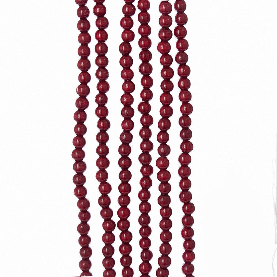 Wooden Burgundy Bead Garland