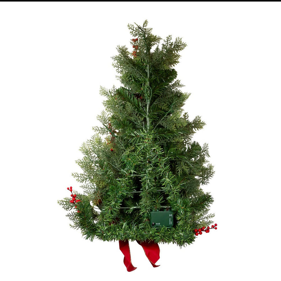 26“ Battery Operated Pre-Lit Warm White LED Berry and Pinecone Wall Tree
