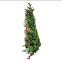 26“ Battery Operated Pre-Lit Warm White LED Berry and Pinecone Wall Tree