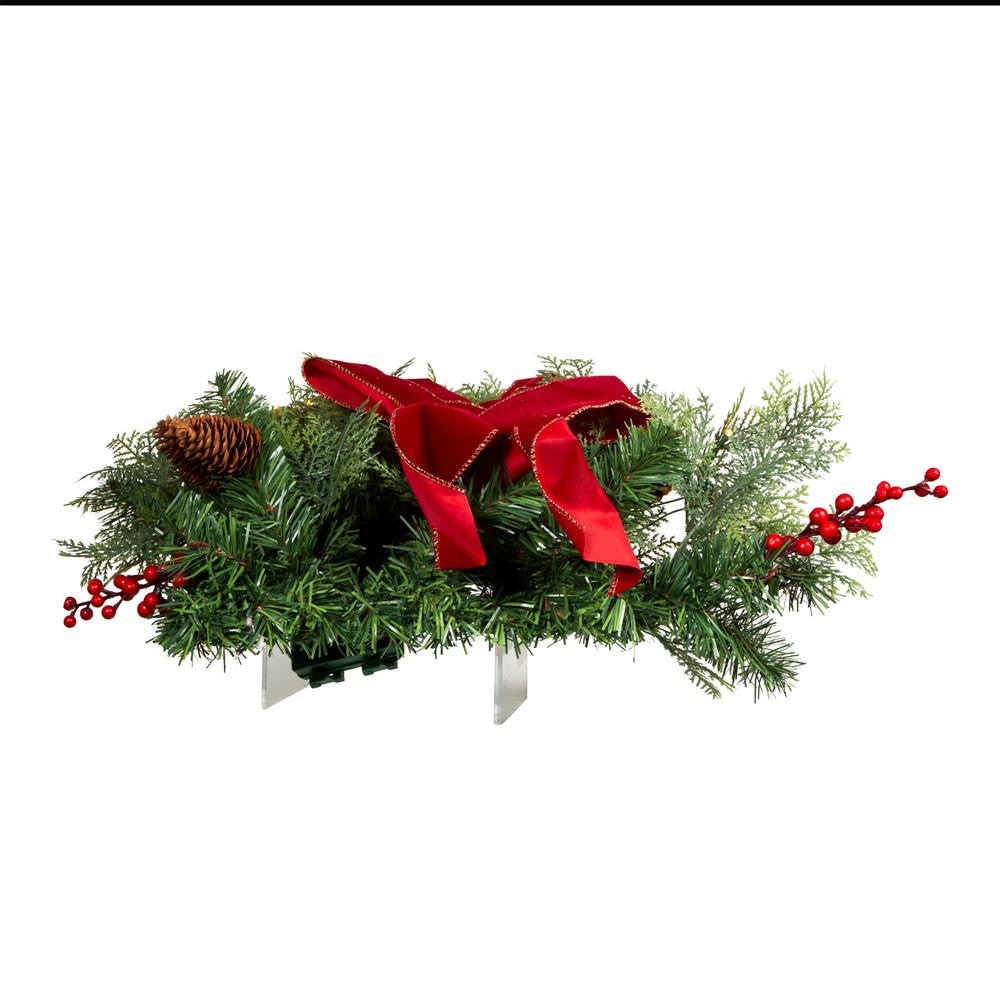 26“ Battery Operated Pre-Lit Warm White LED Berry and Pinecone Wall Tree