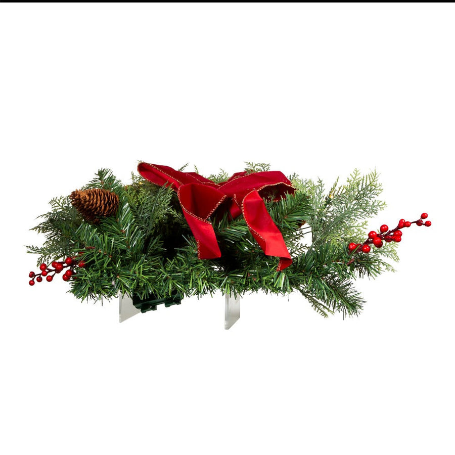26“ Battery Operated Pre-Lit Warm White LED Berry and Pinecone Wall Tree