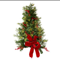 26“ Battery Operated Pre-Lit Warm White LED Berry and Pinecone Wall Tree