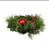 26“ Battery Operated Pre-Lit Warm White LED Red and Green Wall Tree