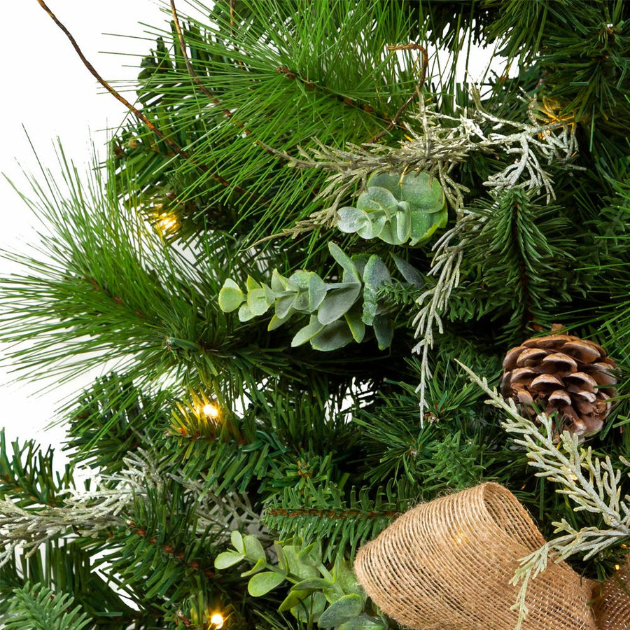 26"Battery Operated Pre-Lit Warm White LED Pinecone Wall Tree