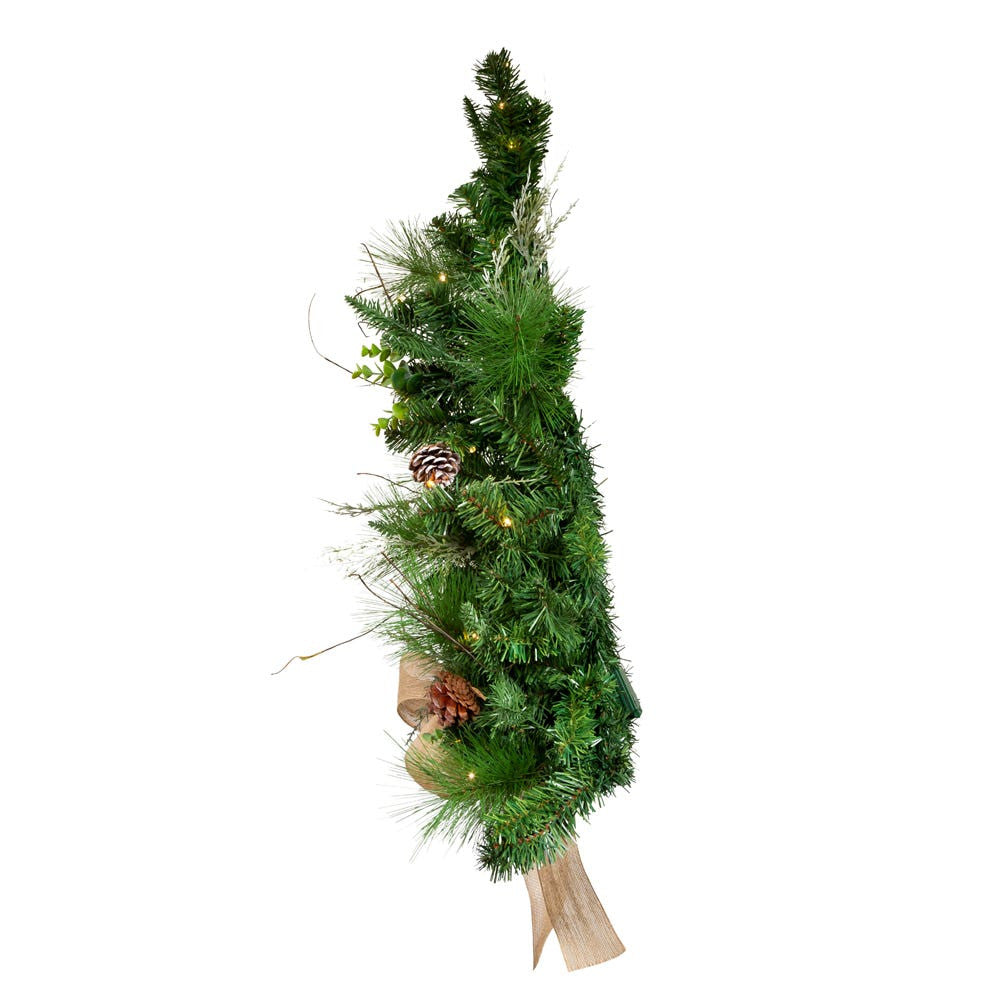 26"Battery Operated Pre-Lit Warm White LED Pinecone Wall Tree