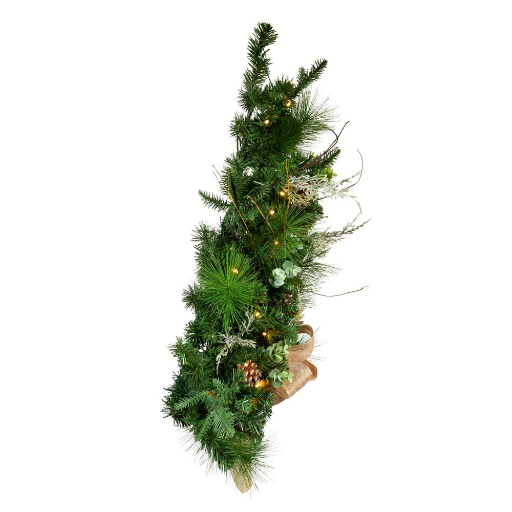 26"Battery Operated Pre-Lit Warm White LED Pinecone Wall Tree