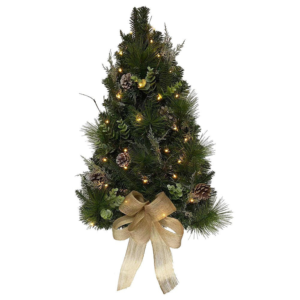 26"Battery Operated Pre-Lit Warm White LED Pinecone Wall Tree