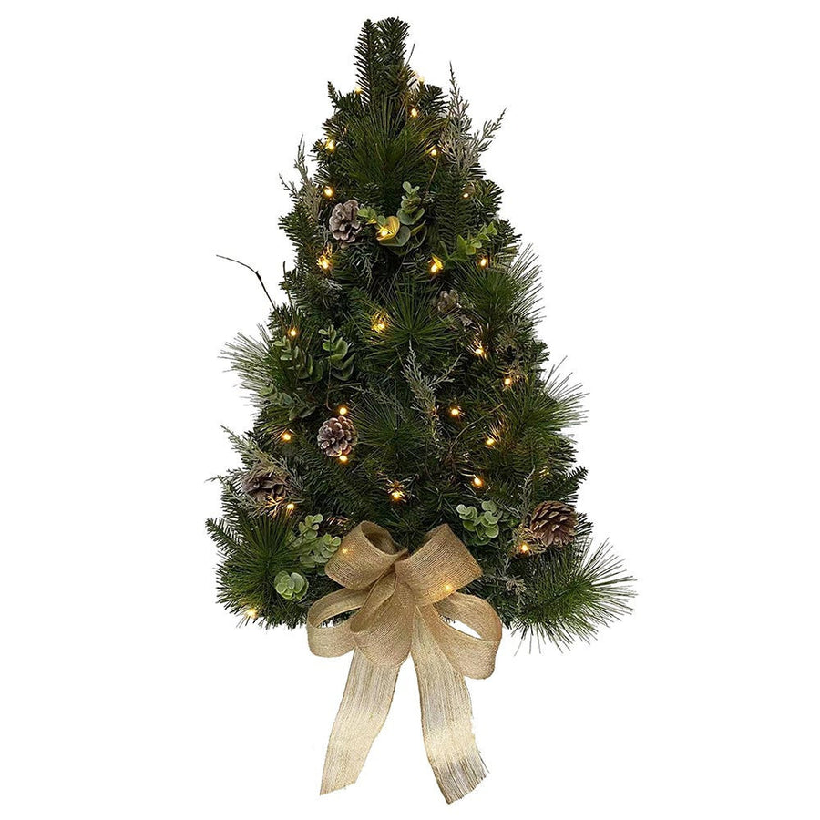 26"Battery Operated Pre-Lit Warm White LED Pinecone Wall Tree