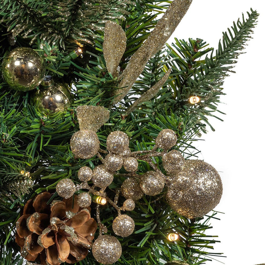 22" Battery Operated Pre-Lit Decorated Champagne Wall Tree