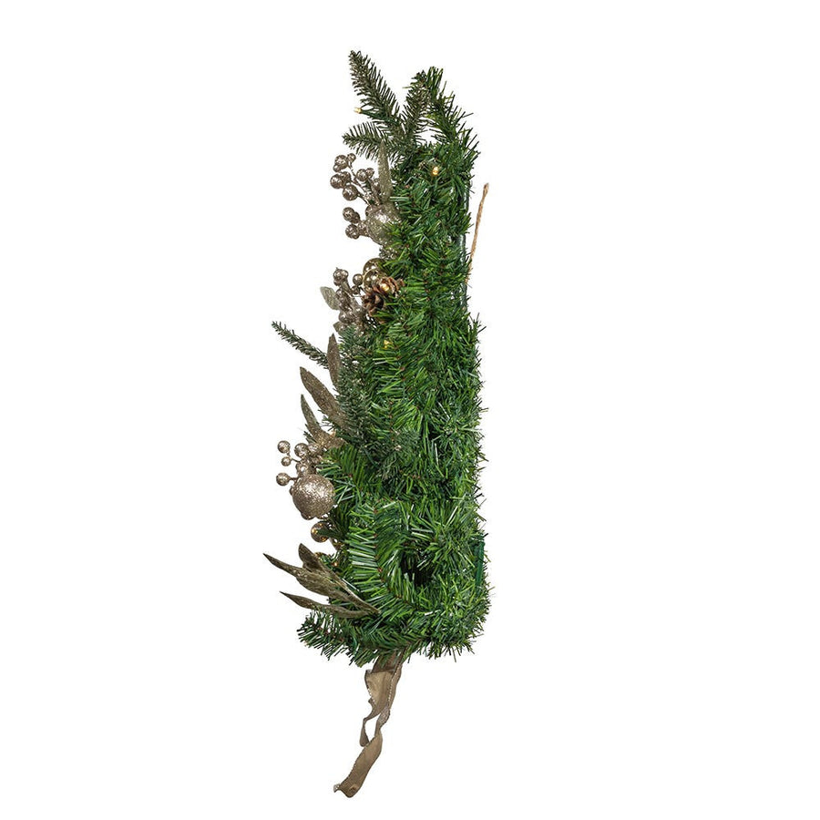 22" Battery Operated Pre-Lit Decorated Champagne Wall Tree