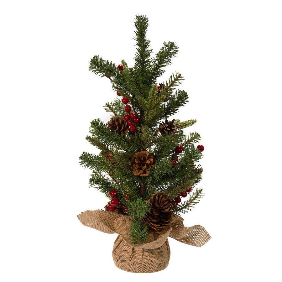 24" Un-Lit Red Berries and Pinecones Tree