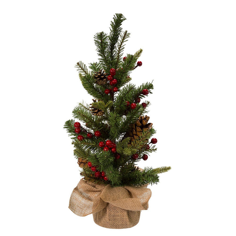 24" Un-Lit Red Berries and Pinecones Tree