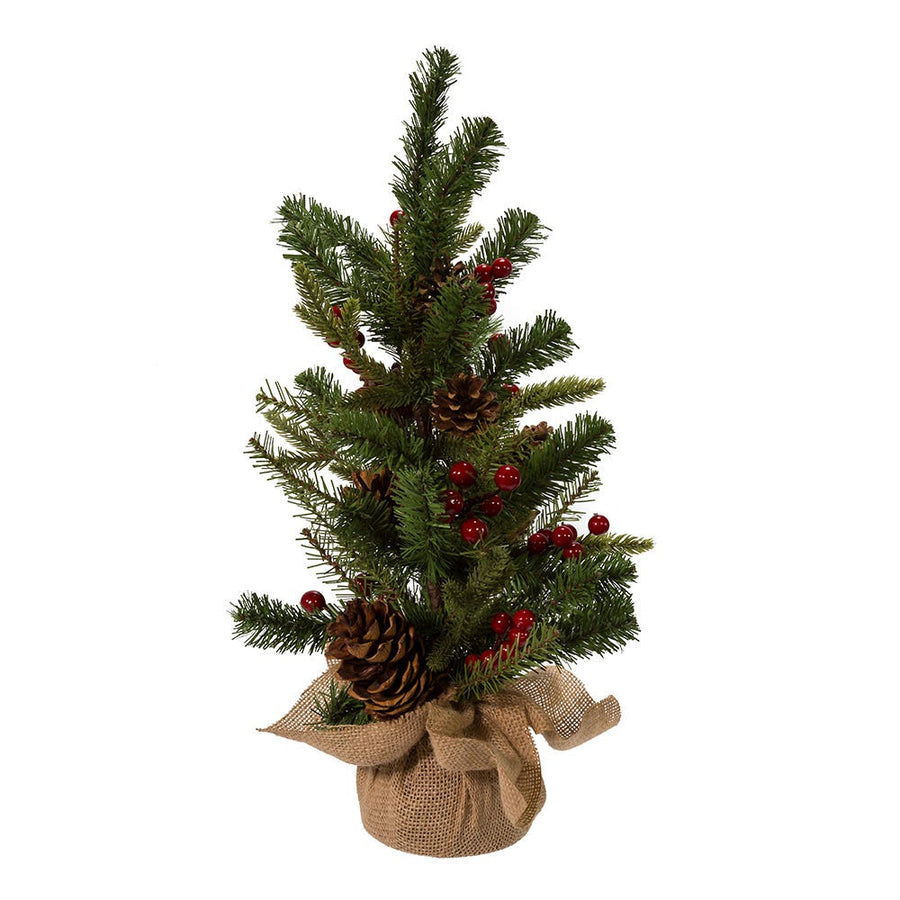 24" Un-Lit Red Berries and Pinecones Tree