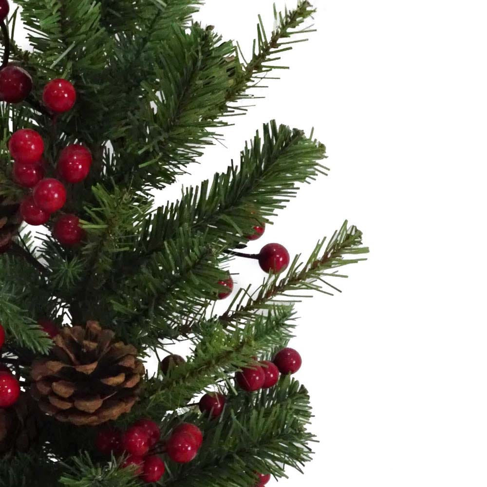 18" Un-Lit PVC Christmas Tree With Berries and Pinecones