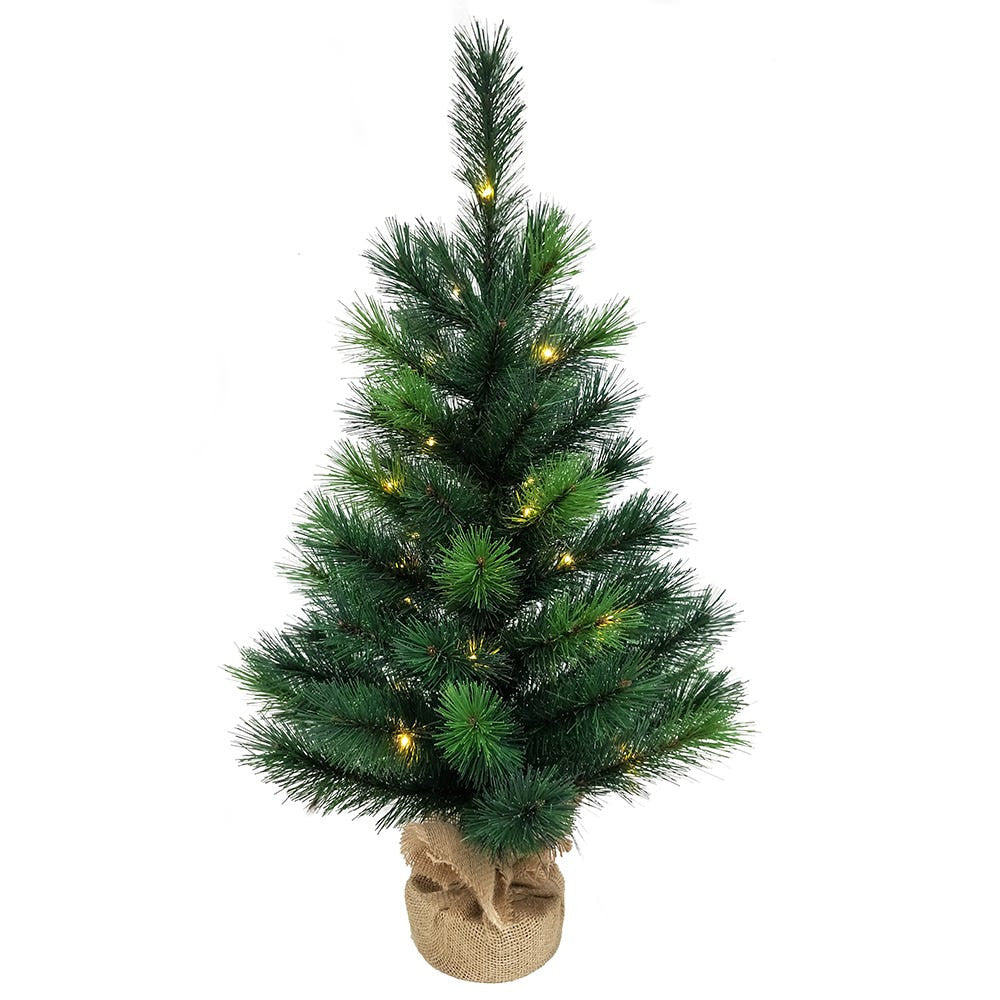 30" Battery-Operated Pre-Lit Warm White LED Miniature Pine Tree
