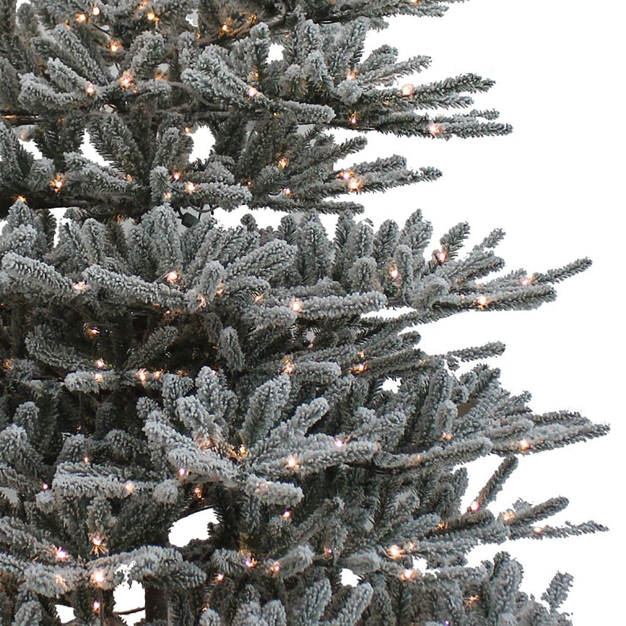 9' Pre-Lit Warm White LED Flocked Vail Pine Tree