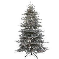 9' Pre-Lit Warm White LED Flocked Vail Pine Tree
