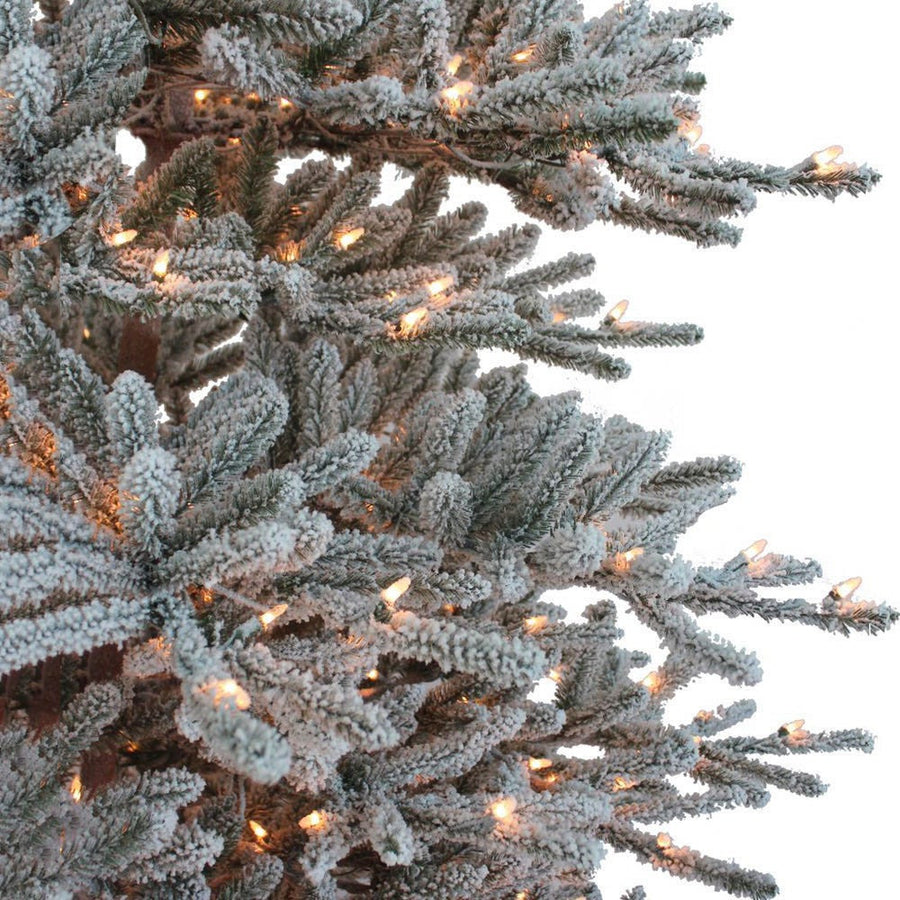 9' Pre-Lit Clear Incandescent Flocked Vail Pine Tree