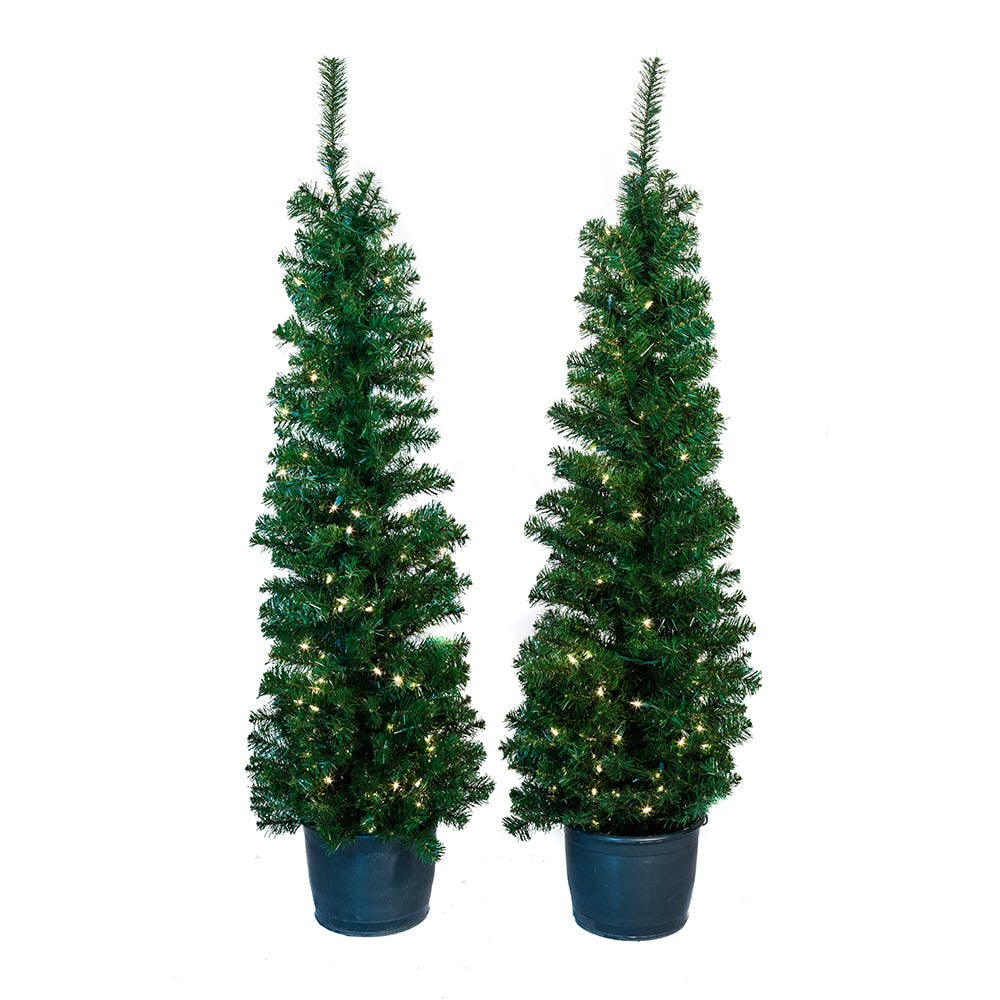 5' Pre-Lit Clear Incandescent Potted Trees