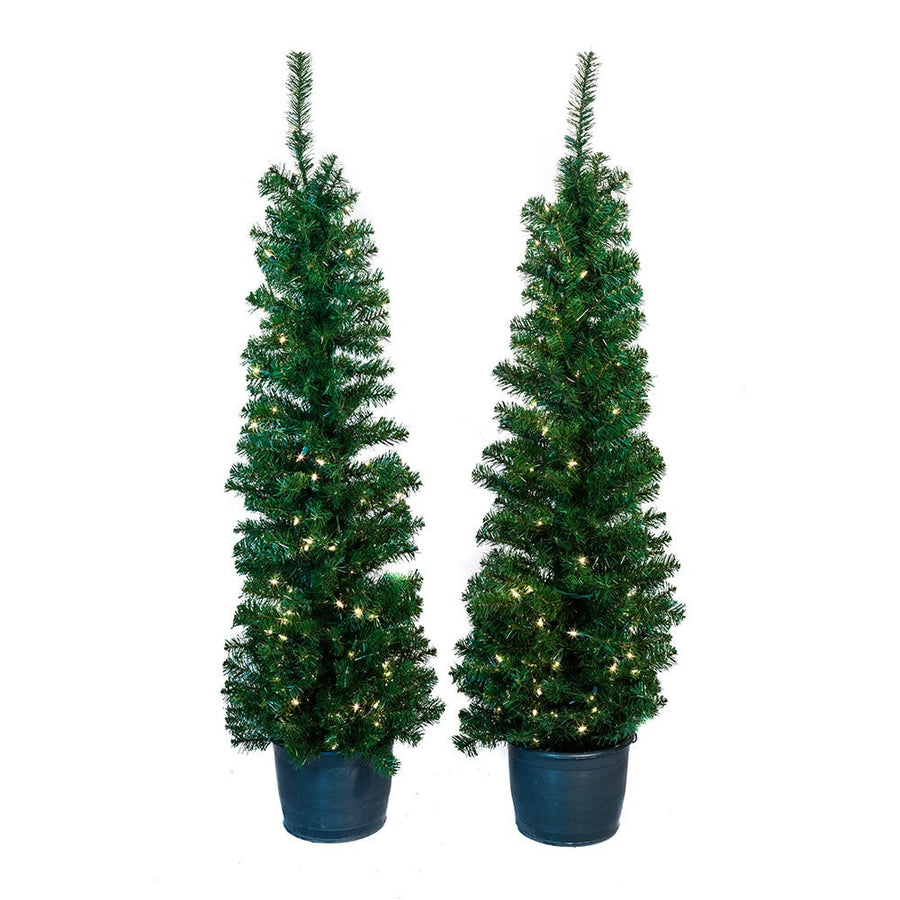 5' Pre-Lit Clear Incandescent Potted Trees