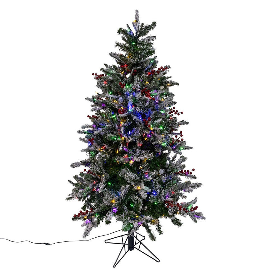 5' Pre-Lit Instant Connect Dual-Color LED Flocked Breckenridge Tree