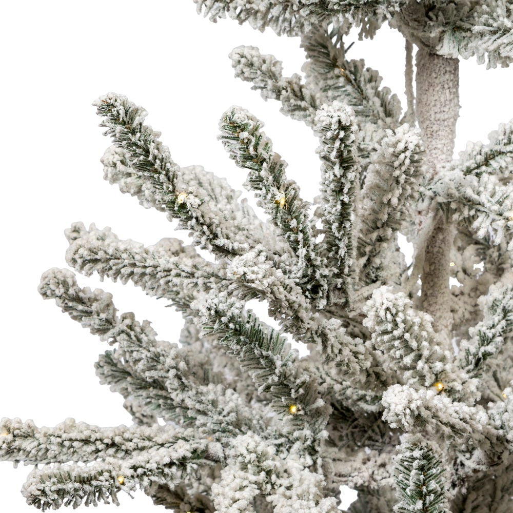 3' Pre-Lit Warm White LED Flocked Vail Pine Tree