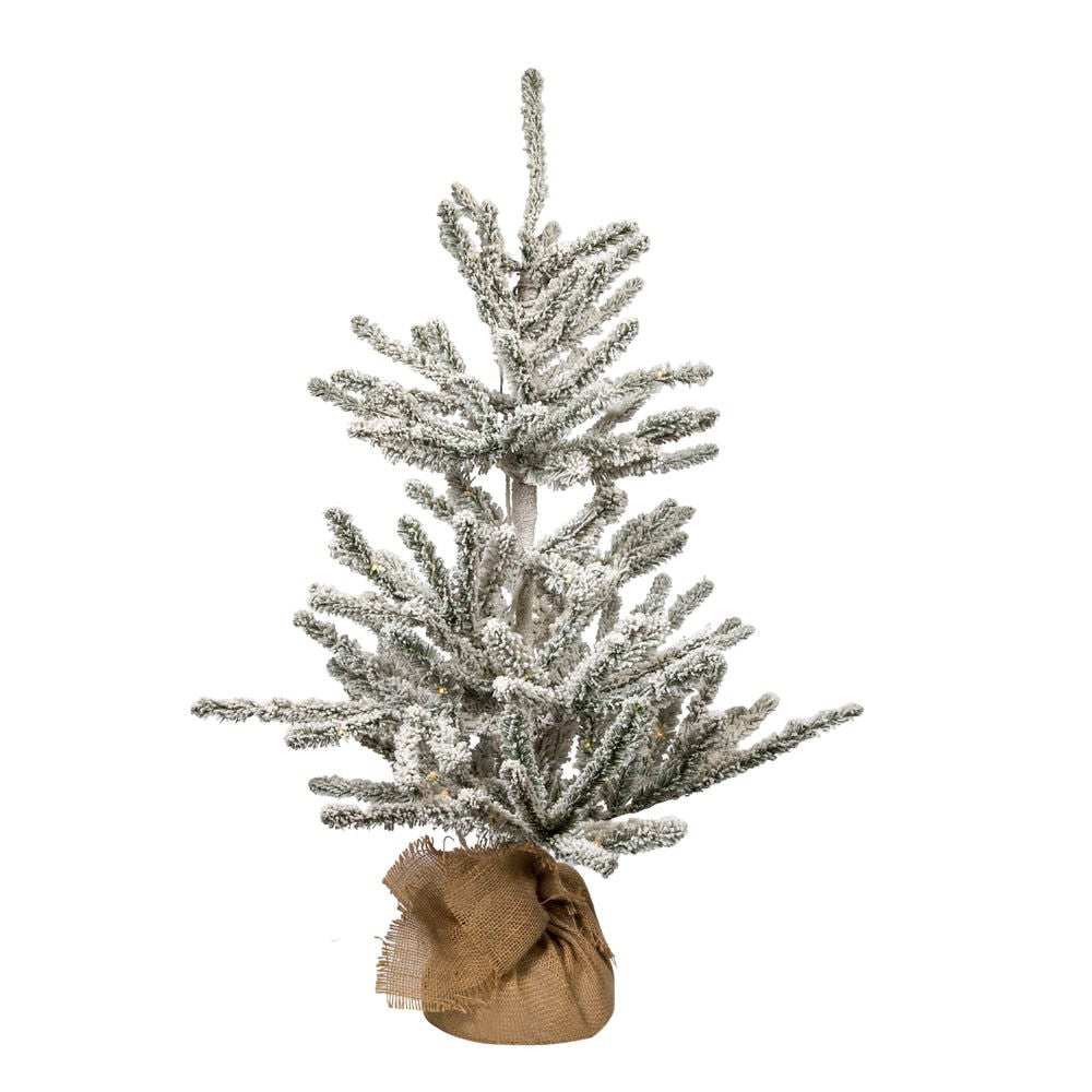 3' Pre-Lit Warm White LED Flocked Vail Pine Tree