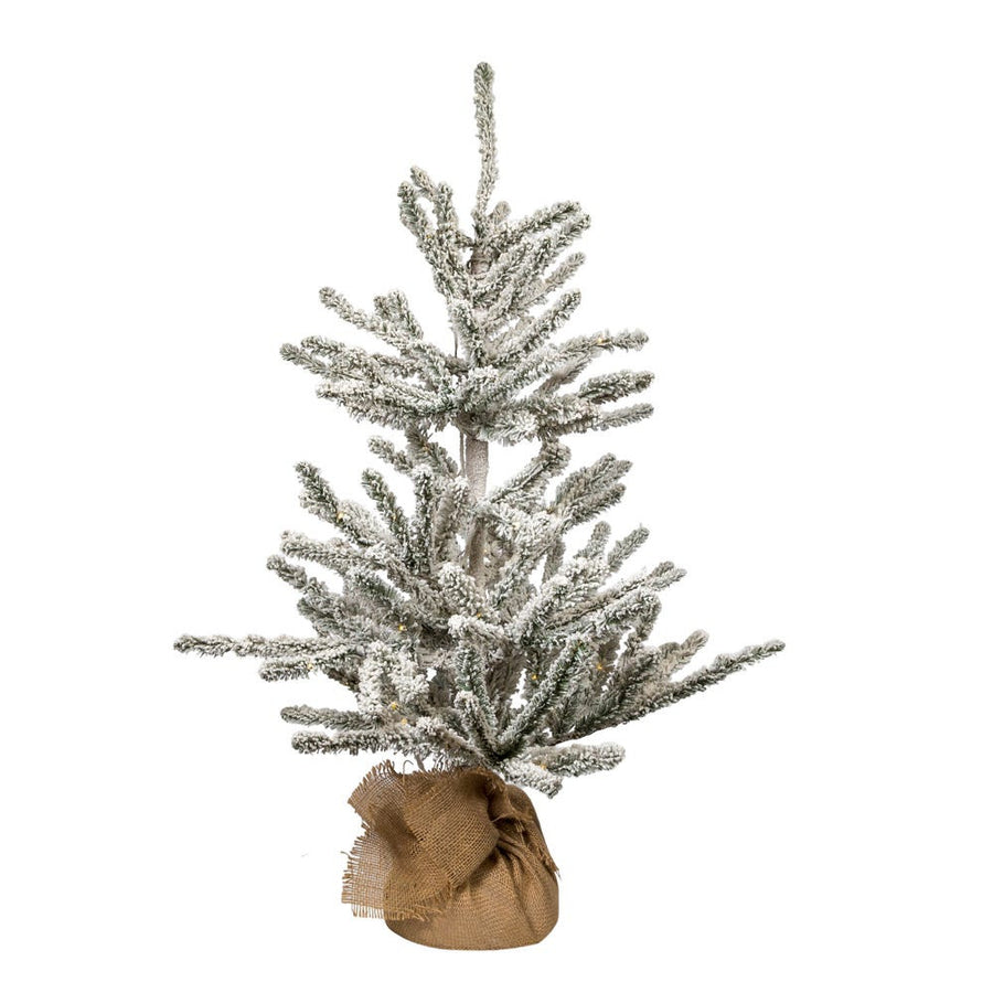 3' Pre-Lit Warm White LED Flocked Vail Pine Tree