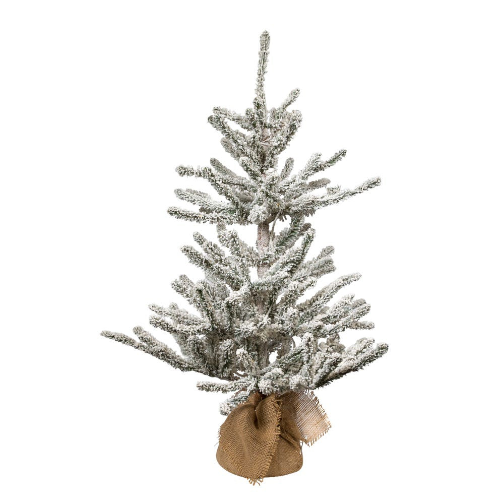 3' Pre-Lit Warm White LED Flocked Vail Pine Tree