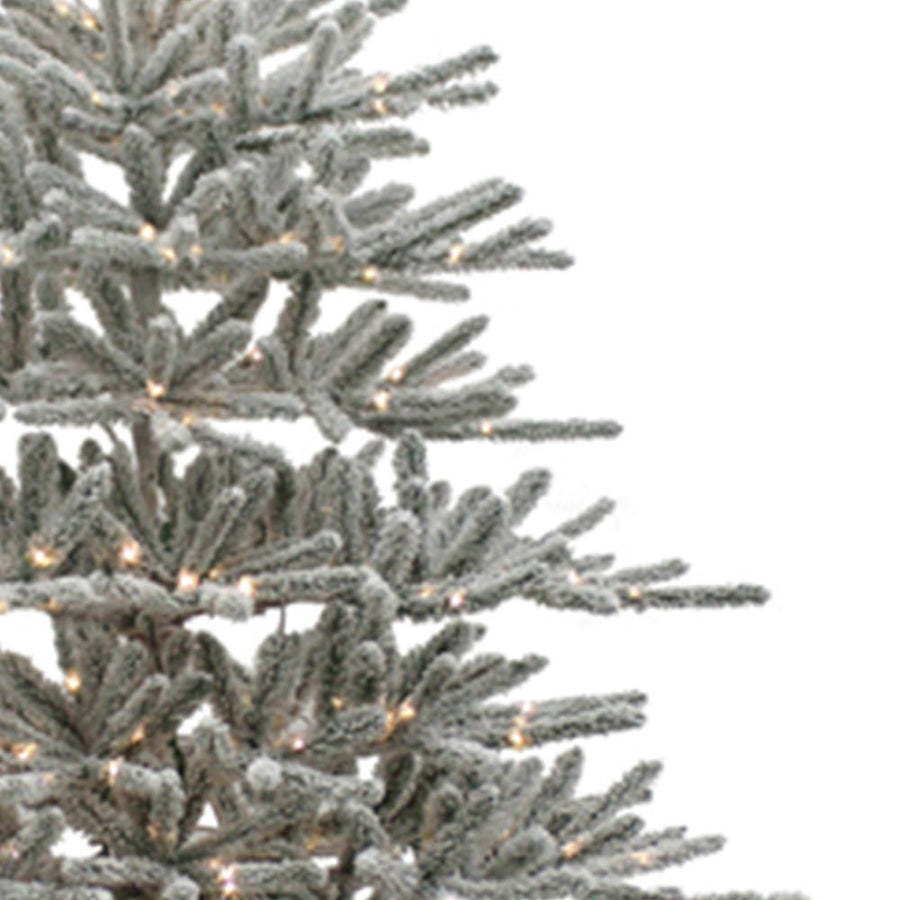 7' Pre-Lit Warm White LED Flocked Vail Pine Tree