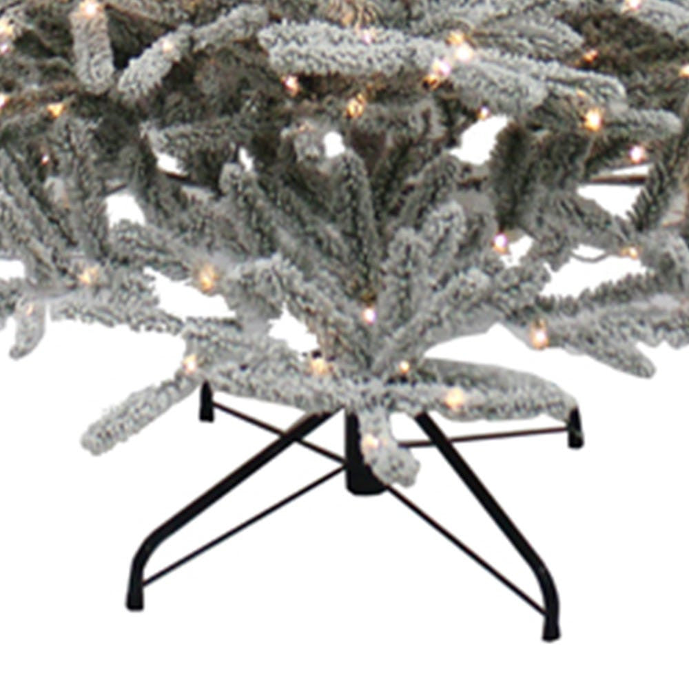 7' Pre-Lit Warm White LED Flocked Vail Pine Tree