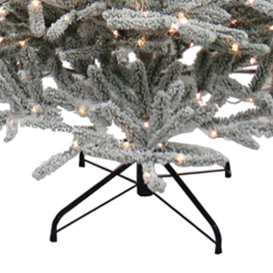 7' Pre-Lit Warm White LED Flocked Vail Pine Tree