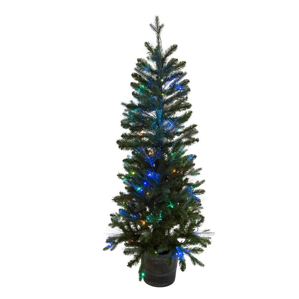 5' Pre-Lit Fiber Optic Multicolored LED Northern Light Potted Tree