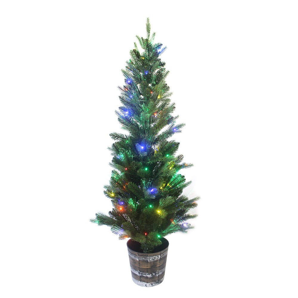 5' Pre-Lit Fiber Optic Multicolored LED Northern Light Potted Tree