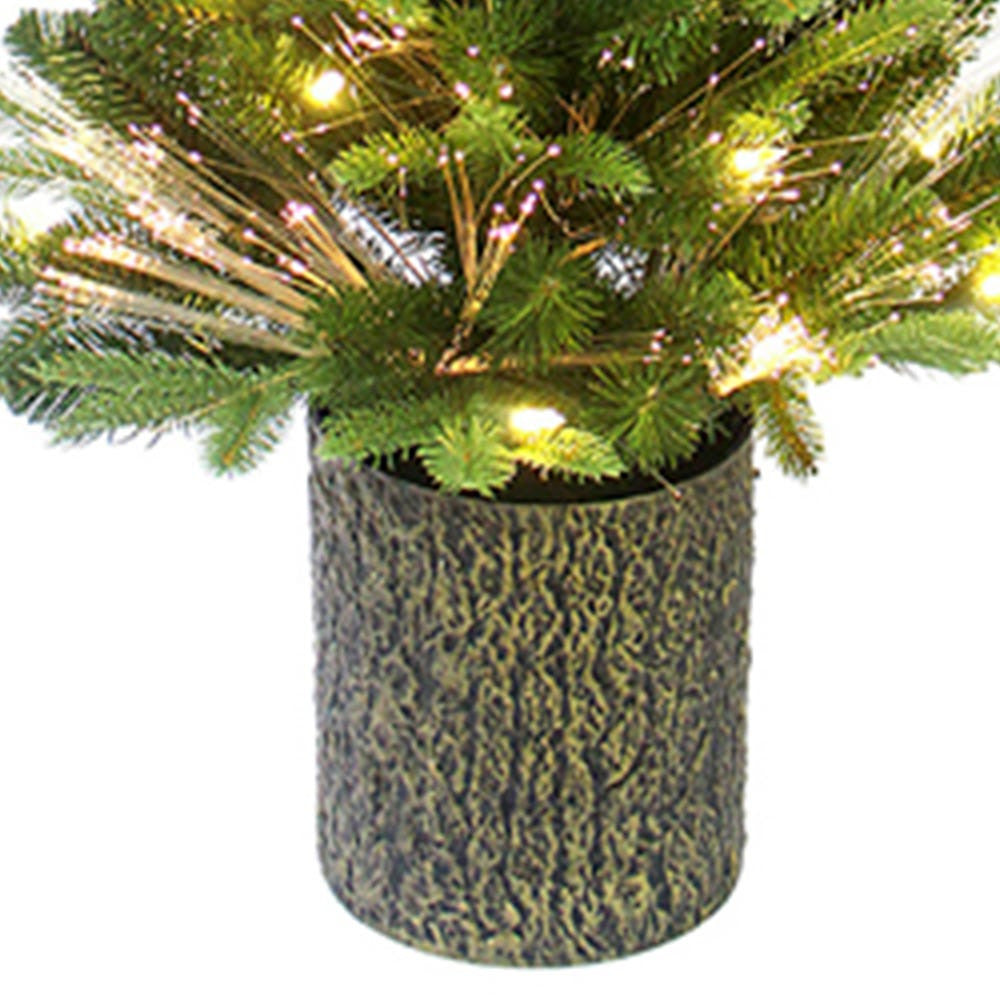 32" Pre-Lit Fiber-Optic Warm White LED Northern Light Potted Tree