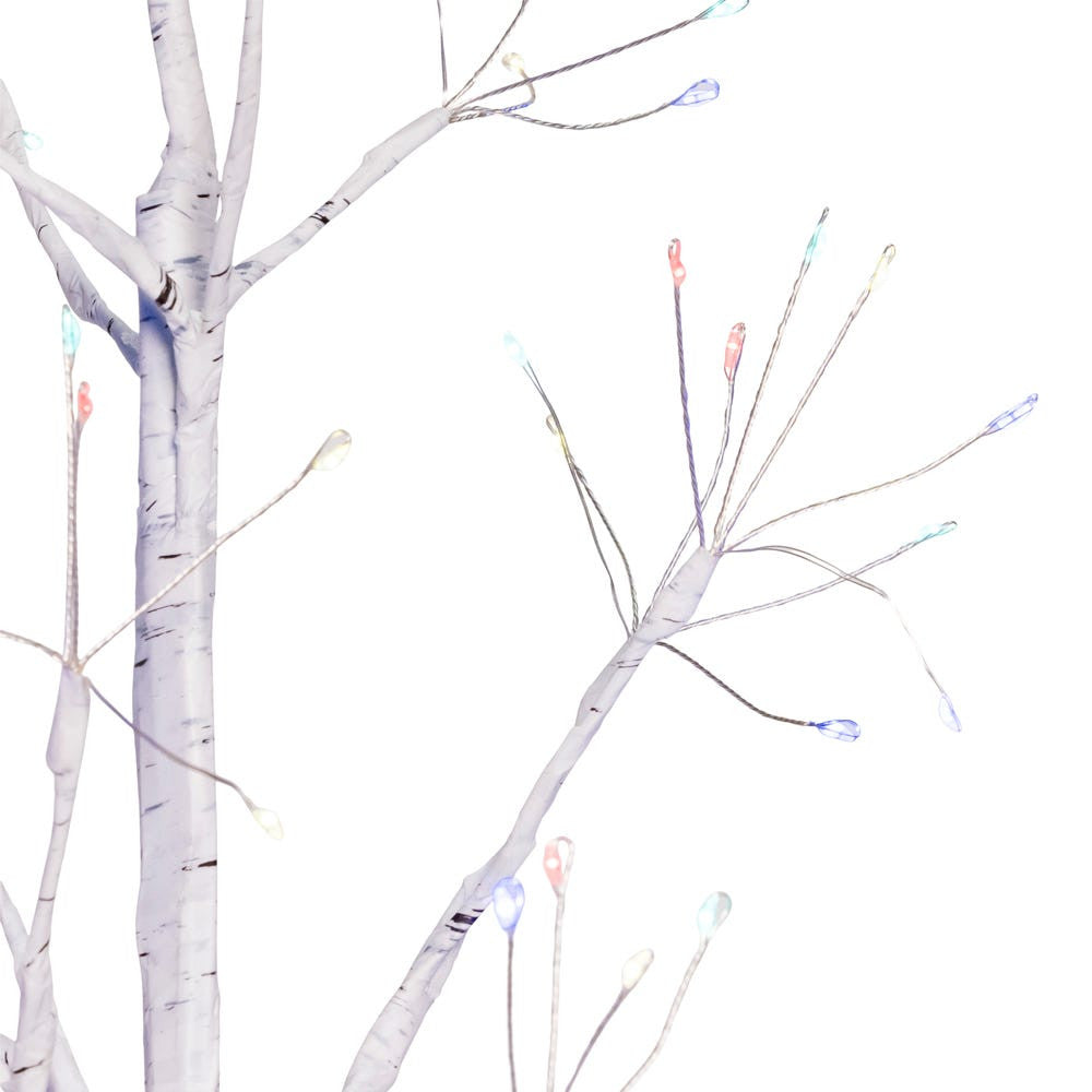 5' Pre-Lit Multicolored Fairy LED White Birch Twig Tree