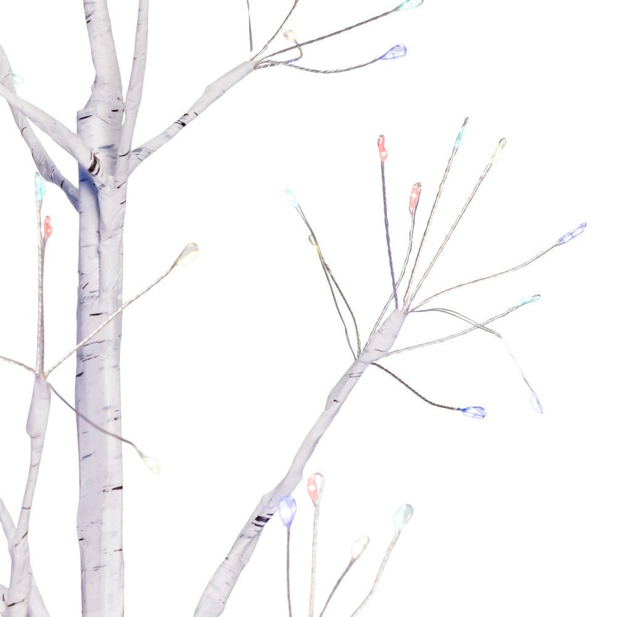 5' Pre-Lit Multicolored Fairy LED White Birch Twig Tree