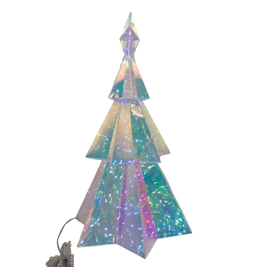 15" Battery-Operated 100L Cool White Fairy LED Magical Iridescence Holographic Tabletop Christmas Tree
