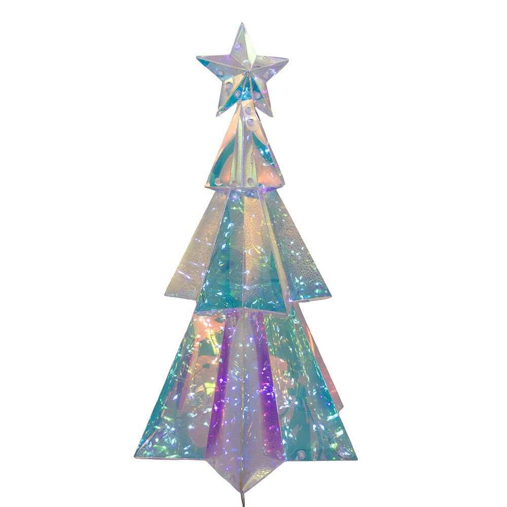 15" Battery-Operated 100L Cool White Fairy LED Magical Iridescence Holographic Tabletop Christmas Tree