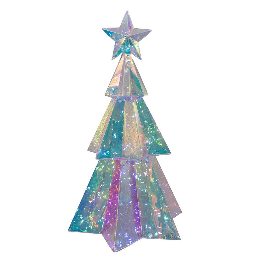 15" Battery-Operated 100L Cool White Fairy LED Magical Iridescence Holographic Tabletop Christmas Tree