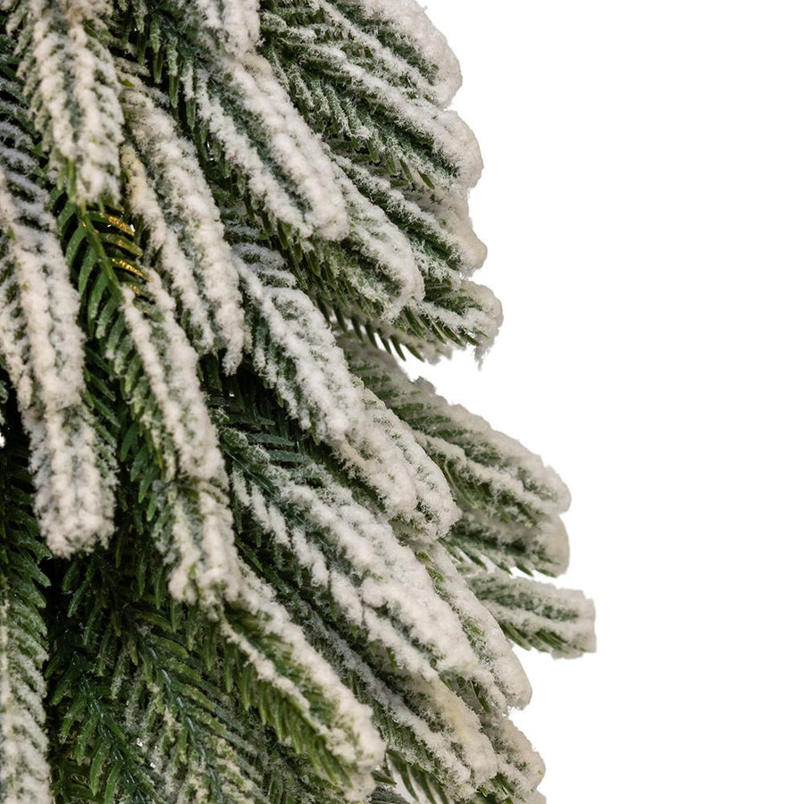 13.5" Flocking Pine Tree With Wood Base